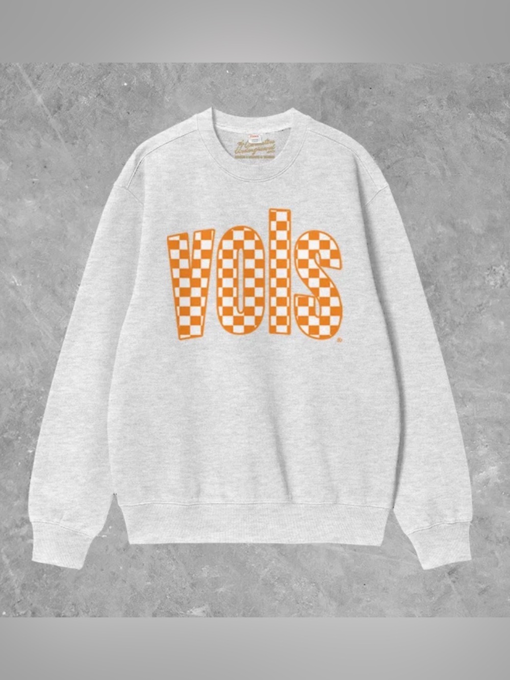 Vans Checker Logo Crewneck Sweatshirt - Light Gray/Orange
